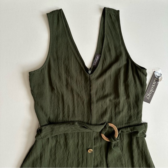 Luxology Army Green Button Dress Sleeveless Size L - Picture 2 of 5